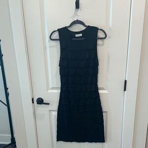 Calvin Klein Sleeveless Black Ruffle Mini Dress